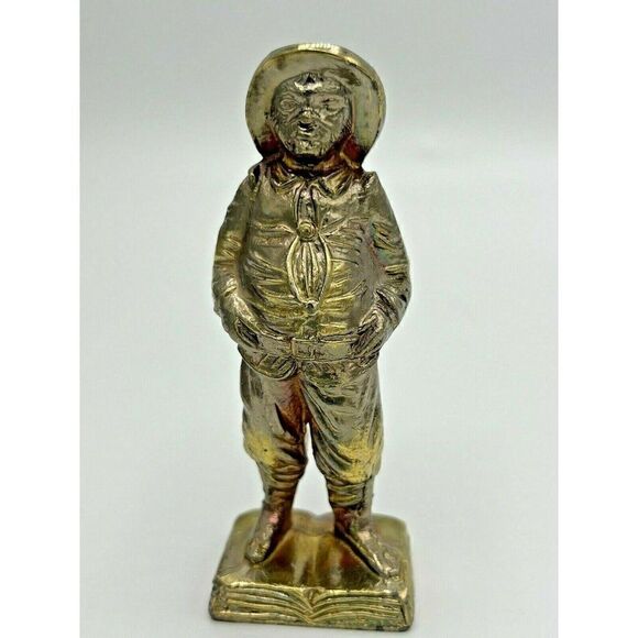 Don Quixote & Sancho Panza Figurines Pair Metal Standing On Open Book VINTAGE - Picture 6 of 11